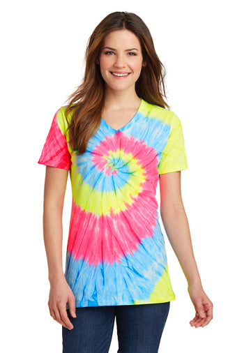 Port & Company® Ladies Tie-Dye V-Neck Tee