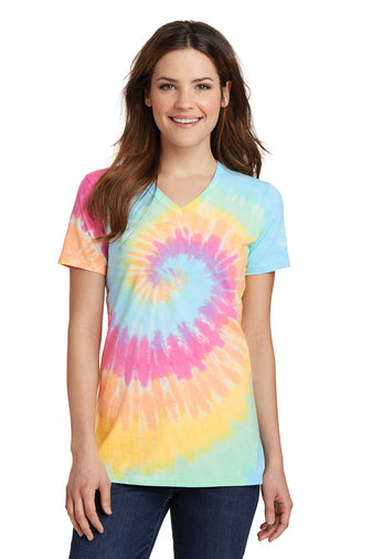 Port & Company® Ladies Tie-Dye V-Neck Tee