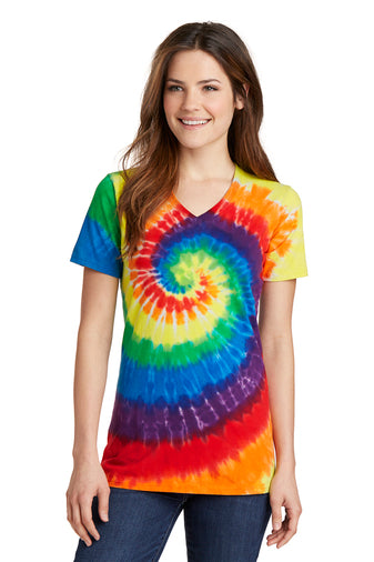 Port & Company® Ladies Tie-Dye V-Neck Tee